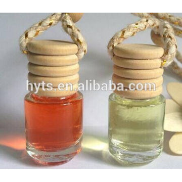 5ml stock cylinder shape glass car air freshener bottle with wood cap